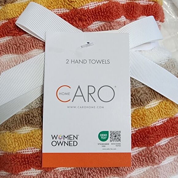 Caro Home 4pc Autumnal Multicolor Striped Cotton Towel Set 2 Bath 2 Hand - Picture 8 of 11